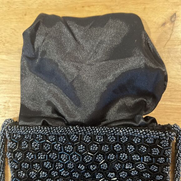 Vintage Art Deco Black Beaded Evening Bag Retroglam Purse UK PAT 1510246 Fancy - Picture 10 of 16
